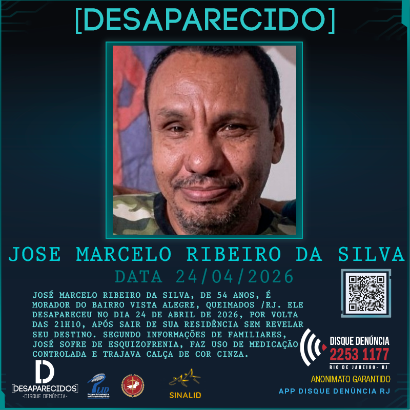 Disque Denúncia pede informações sobre o paradeiro de homem desaparecido em Queimados